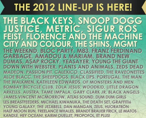 Osheaga 2012 - line up dévoilé