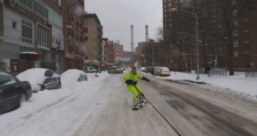 Du snowboard en plein centre-ville de New York