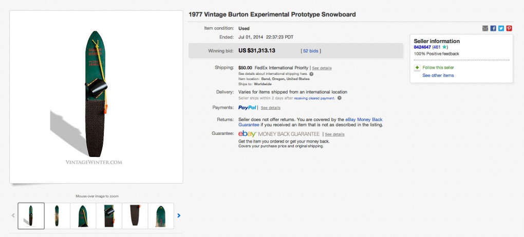 Most Expensive Snowboard Ever Sold Gets Purchased on Ebay For Over $31,000!