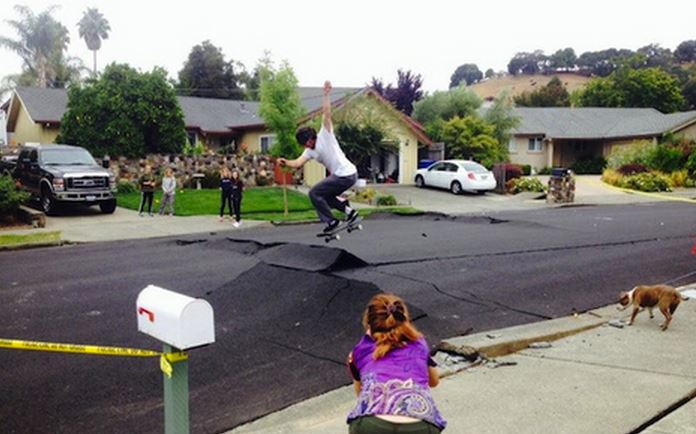 Skateboarding Destructed Streets After Cali Earthquake