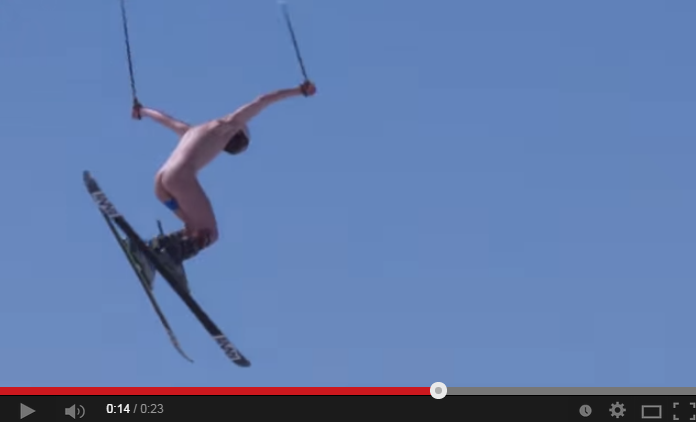 Check this dude crash land while skiing butt naked! OUCH